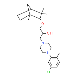 ChemSpider 2D Image | 1-[4-(5-Chloro-2-methylphenyl)-1-piperazinyl]-3-[(1,3,3-trimethylbicyclo[2.2.1]hept-2-yl)oxy]-2-propanol | C24H37ClN2O2
