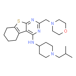 ChemSpider 2D Image | N-(1-Isobutyl-4-piperidinyl)-2-(4-morpholinylmethyl)-5,6,7,8-tetrahydro[1]benzothieno[2,3-d]pyrimidin-4-amine | C24H37N5OS