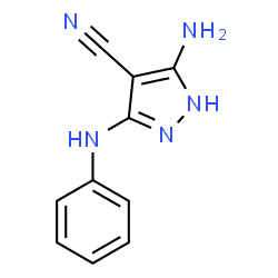 ChemSpider 2D Image | 5-Amino-3-anilino-1H-pyrazole-4-carbonitrile | C10H9N5