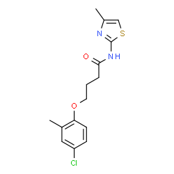 ChemSpider 2D Image | 4-(4-Chloro-2-methylphenoxy)-N-(4-methyl-1,3-thiazol-2-yl)butanamide | C15H17ClN2O2S
