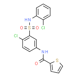 ChemSpider 2D Image | N-{4-Chloro-3-[(2-chlorophenyl)sulfamoyl]phenyl}-2-thiophenecarboxamide | C17H12Cl2N2O3S2