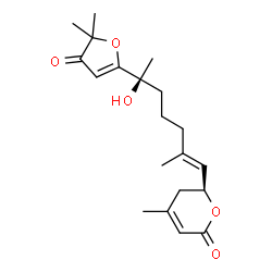 ChemSpider 2D Image | (6S)-6-[(1E,6S)-6-(5,5-Dimethyl-4-oxo-4,5-dihydro-2-furanyl)-6-hydroxy-2-methyl-1-hepten-1-yl]-4-methyl-5,6-dihydro-2H-pyran-2-one | C20H28O5