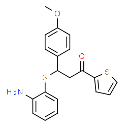 ChemSpider 2D Image | 3-[(2-Aminophenyl)sulfanyl]-3-(4-methoxyphenyl)-1-(2-thienyl)-1-propanone | C20H19NO2S2