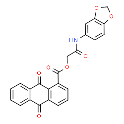 ChemSpider 2D Image | 2-(1,3-Benzodioxol-5-ylamino)-2-oxoethyl 9,10-dioxo-9,10-dihydro-1-anthracenecarboxylate | C24H15NO7