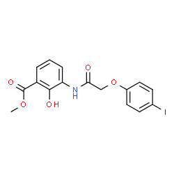 ChemSpider 2D Image | Methyl 2-hydroxy-3-{[(4-iodophenoxy)acetyl]amino}benzoate | C16H14INO5