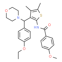 ChemSpider 2D Image | N-{3-[(4-Ethoxyphenyl)(4-morpholinyl)methyl]-4,5-dimethyl-2-thienyl}-4-methoxybenzamide | C27H32N2O4S