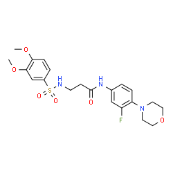 ChemSpider 2D Image | N~3~-[(3,4-Dimethoxyphenyl)sulfonyl]-N-[3-fluoro-4-(4-morpholinyl)phenyl]-beta-alaninamide | C21H26FN3O6S