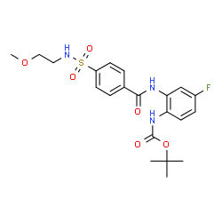 ChemSpider 2D Image | 2-Methyl-2-propanyl [4-fluoro-2-({4-[(2-methoxyethyl)sulfamoyl]benzoyl}amino)phenyl]carbamate | C21H26FN3O6S
