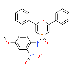ChemSpider 2D Image | N-(4-Methoxy-2-nitrophenyl)-2,6-diphenyl-4H-1,4-oxaphosphinin-4-amine 4-oxide | C23H19N2O5P