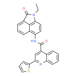 ChemSpider 2D Image | N-(1-Ethyl-2-oxo-1,2-dihydrobenzo[cd]indol-6-yl)-2-(2-thienyl)-4-quinolinecarboxamide | C27H19N3O2S