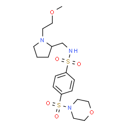 ChemSpider 2D Image | N-{[1-(2-Methoxyethyl)-2-pyrrolidinyl]methyl}-4-(4-morpholinylsulfonyl)benzenesulfonamide | C18H29N3O6S2