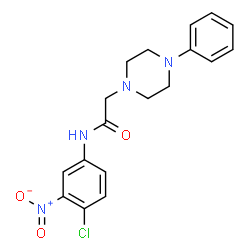 ChemSpider 2D Image | N-(4-Chloro-3-nitrophenyl)-2-(4-phenyl-1-piperazinyl)acetamide | C18H19ClN4O3