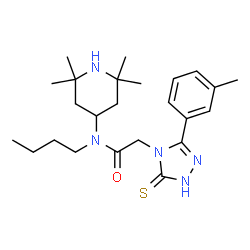 ChemSpider 2D Image | N-Butyl-2-[3-(3-methylphenyl)-5-thioxo-1,5-dihydro-4H-1,2,4-triazol-4-yl]-N-(2,2,6,6-tetramethyl-4-piperidinyl)acetamide | C24H37N5OS