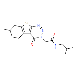 ChemSpider 2D Image | N-Isobutyl-2-(7-methyl-4-oxo-5,6,7,8-tetrahydro[1]benzothieno[2,3-d][1,2,3]triazin-3(4H)-yl)acetamide | C16H22N4O2S