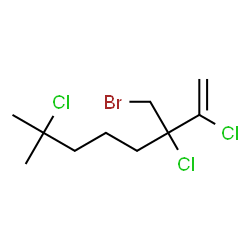 ChemSpider 2D Image | 3-(Bromomethyl)-2,3,7-trichloro-7-methyl-1-octene | C10H16BrCl3