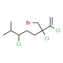 ChemSpider 2D Image | 3-(Bromomethyl)-2,3,6-trichloro-7-methyl-1-octene | C10H16BrCl3