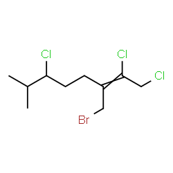 ChemSpider 2D Image | 3-(Bromomethyl)-1,2,6-trichloro-7-methyl-2-octene | C10H16BrCl3