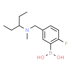 ChemSpider 2D Image | (2-Fluoro-5-{[methyl(3-pentanyl)amino]methyl}phenyl)boronic acid | C13H21BFNO2
