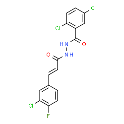 ChemSpider 2D Image | 2,5-Dichloro-N'-[(2E)-3-(3-chloro-4-fluorophenyl)-2-propenoyl]benzohydrazide | C16H10Cl3FN2O2