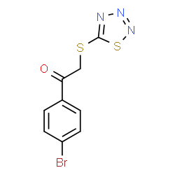 ChemSpider 2D Image | 1-(4-Bromophenyl)-2-(1,2,3,4-thiatriazol-5-ylsulfanyl)ethanone | C9H6BrN3OS2