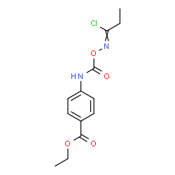 ChemSpider 2D Image | Ethyl 4-[({[(1-chloropropylidene)amino]oxy}carbonyl)amino]benzoate | C13H15ClN2O4