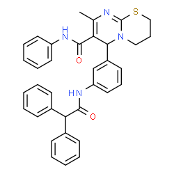 ChemSpider 2D Image | 6-{3-[(Diphenylacetyl)amino]phenyl}-8-methyl-N-phenyl-3,4-dihydro-2H,6H-pyrimido[2,1-b][1,3]thiazine-7-carboxamide | C35H32N4O2S