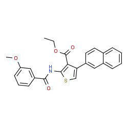 ChemSpider 2D Image | Ethyl 2-[(3-methoxybenzoyl)amino]-4-(2-naphthyl)-3-thiophenecarboxylate | C25H21NO4S