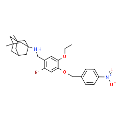 ChemSpider 2D Image | N-{2-Bromo-5-ethoxy-4-[(4-nitrobenzyl)oxy]benzyl}-3,5-dimethyl-1-adamantanamine | C28H35BrN2O4
