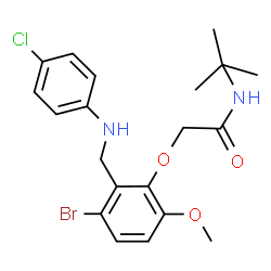 ChemSpider 2D Image | 2-(3-Bromo-2-{[(4-chlorophenyl)amino]methyl}-6-methoxyphenoxy)-N-(2-methyl-2-propanyl)acetamide | C20H24BrClN2O3