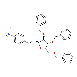 ChemSpider 2D Image | 2,3,5-Tri-O-benzyl-1-O-(4-nitrobenzoyl)-alpha-L-xylofuranose | C33H31NO8