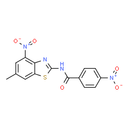 ChemSpider 2D Image | N-(6-Methyl-4-nitro-1,3-benzothiazol-2-yl)-4-nitrobenzamide | C15H10N4O5S