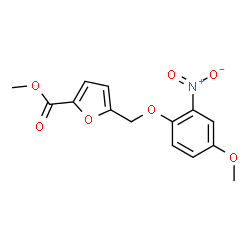 ChemSpider 2D Image | Methyl 5-[(4-methoxy-2-nitrophenoxy)methyl]-2-furoate | C14H13NO7