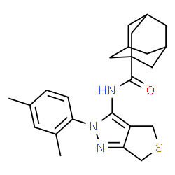 ChemSpider 2D Image | N-[2-(2,4-Dimethylphenyl)-2,6-dihydro-4H-thieno[3,4-c]pyrazol-3-yl]-1-adamantanecarboxamide | C24H29N3OS