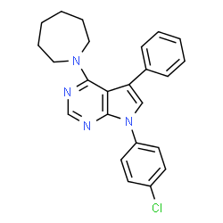 ChemSpider 2D Image | 4-(1-Azepanyl)-7-(4-chlorophenyl)-5-phenyl-7H-pyrrolo[2,3-d]pyrimidine | C24H23ClN4