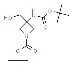 ChemSpider 2D Image | tert-butyl 3-{[(tert-butoxy)carbonyl]amino}-3-(hydroxymethyl)azetidine-1-carboxylate | C14H26N2O5
