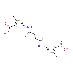 ChemSpider 2D Image | Dimethyl 2,2'-[(1,4-dioxo-1,4-butanediyl)diimino]bis(4-methyl-1,3-thiazole-5-carboxylate) | C16H18N4O6S2