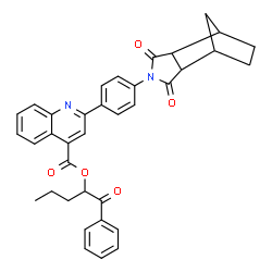 ChemSpider 2D Image | 1-Oxo-1-phenyl-2-pentanyl 2-[4-(3,5-dioxo-4-azatricyclo[5.2.1.0~2,6~]dec-4-yl)phenyl]-4-quinolinecarboxylate | C36H32N2O5