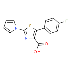 ChemSpider 2D Image | 5-(4-Fluorophenyl)-2-(1H-pyrrol-1-yl)-1,3-thiazole-4-carboxylic acid | C14H9FN2O2S