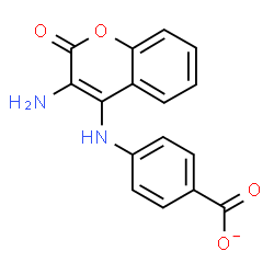 ChemSpider 2D Image | 4-[(3-Amino-2-oxo-2H-chromen-4-yl)amino]benzoate | C16H11N2O4