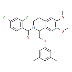 ChemSpider 2D Image | (2,4-Dichlorophenyl){1-[(3,5-dimethylphenoxy)methyl]-6,7-dimethoxy-3,4-dihydro-2(1H)-isoquinolinyl}methanone | C27H27Cl2NO4