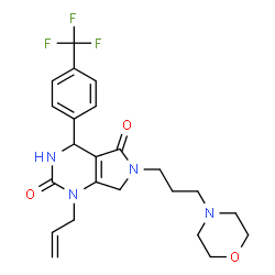ChemSpider 2D Image | 1-Allyl-6-[3-(4-morpholinyl)propyl]-4-[4-(trifluoromethyl)phenyl]-3,4,6,7-tetrahydro-1H-pyrrolo[3,4-d]pyrimidine-2,5-dione | C23H27F3N4O3