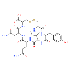 ChemSpider 2D Image | 19-Amino-7-(2-amino-2-oxoethyl)-10-(3-amino-3-oxopropyl)-13-sec-butyl-16-(4-hydroxybenzyl)-6,9,12,15,18-pentaoxo-1,2-dithia-5,8,11,14,17-pentaazacycloicosane-4-carboxylic acid | C30H44N8O10S2
