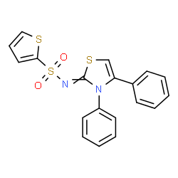 ChemSpider 2D Image | N-(3,4-Diphenyl-1,3-thiazol-2(3H)-ylidene)-2-thiophenesulfonamide | C19H14N2O2S3
