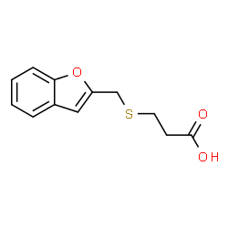 ChemSpider 2D Image | 3-[(1-Benzofuran-2-ylmethyl)sulfanyl]propanoic acid | C12H12O3S