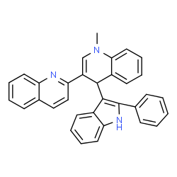 ChemSpider 2D Image | 1'-Methyl-4'-(2-phenyl-1H-indol-3-yl)-1',4'-dihydro-2,3'-biquinoline | C33H25N3