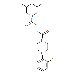 ChemSpider 2D Image | 1-(3,5-Dimethyl-1-piperidinyl)-4-[4-(2-fluorophenyl)-1-piperazinyl]-1,4-butanedione | C21H30FN3O2