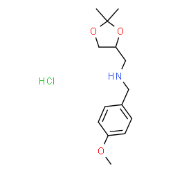 ChemSpider 2D Image | 1-(2,2-Dimethyl-1,3-dioxolan-4-yl)-N-(4-methoxybenzyl)methanamine hydrochloride (1:1) | C14H22ClNO3