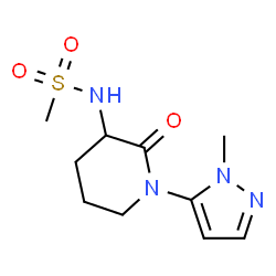 ChemSpider 2D Image | N-[1-(1-Methyl-1H-pyrazol-5-yl)-2-oxo-3-piperidinyl]methanesulfonamide | C10H16N4O3S