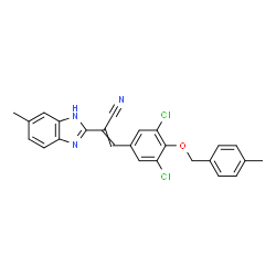 ChemSpider 2D Image | 3-{3,5-Dichloro-4-[(4-methylbenzyl)oxy]phenyl}-2-(6-methyl-1H-benzimidazol-2-yl)acrylonitrile | C25H19Cl2N3O