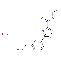 ChemSpider 2D Image | Ethyl 2-[3-(aminomethyl)phenyl]-1,3-thiazole-4-carboxylate hydrobromide (1:1) | C13H15BrN2O2S